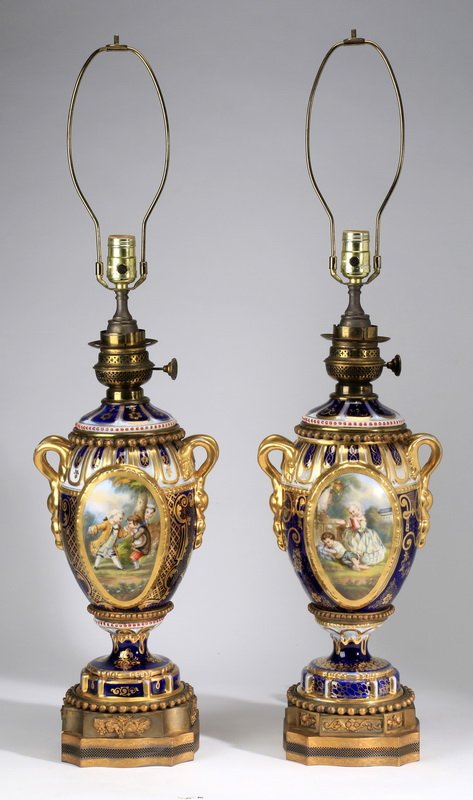 (2) Porcelain vases mounted as lamps, 24"h (1 of 4)