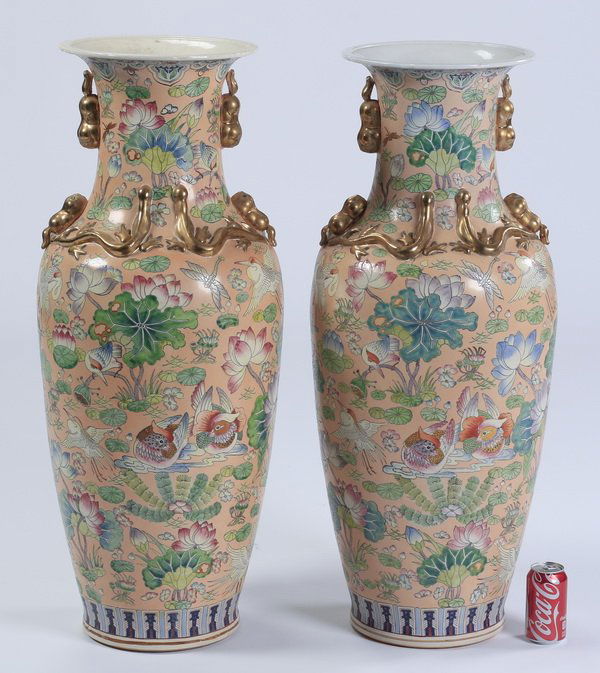 Pair of tall Chinese floor vases, 37"h (1 of 5)