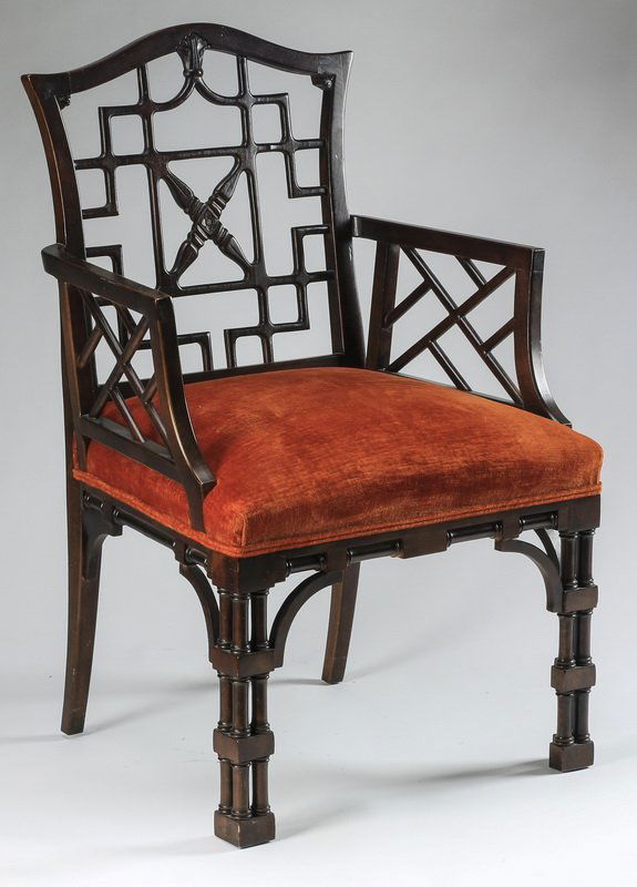 Asian inspired carved armchair (1 of 2)