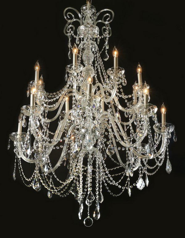 Oversized 16-light crystal chandelier, 57"h. (1 of 3)