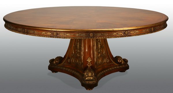 Carved and parcel gilt dining table, 77" diam (1 of 2)