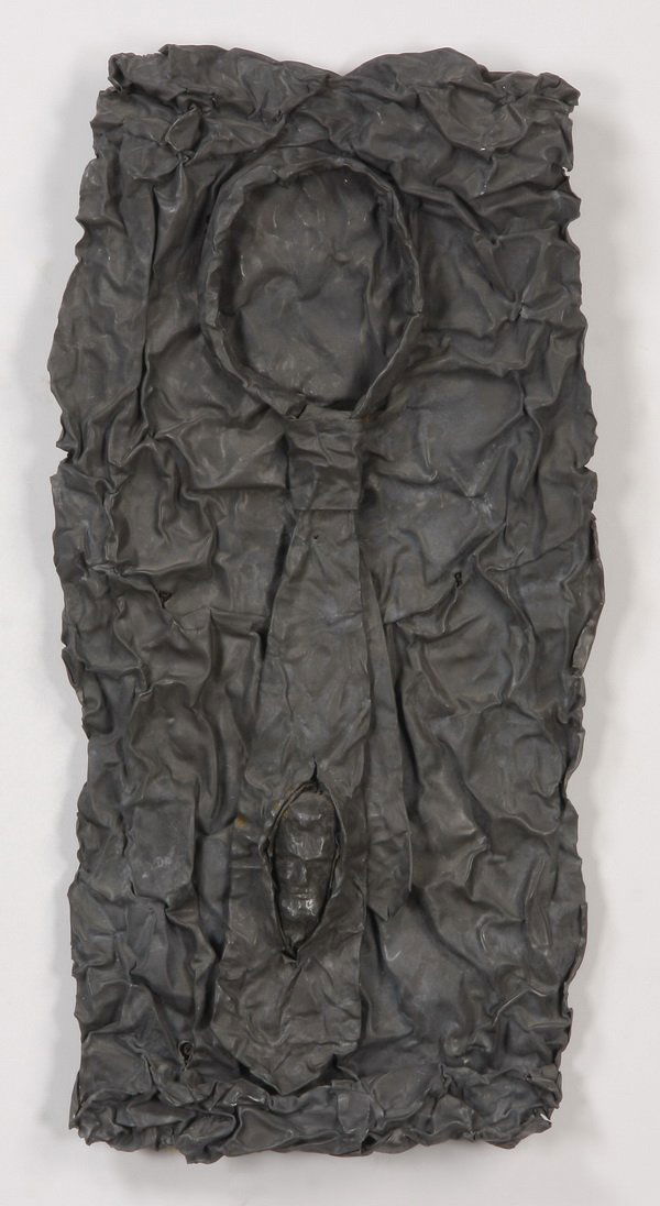 J. DeVore signed lead wall sculpture, 27"h (1 of 2)