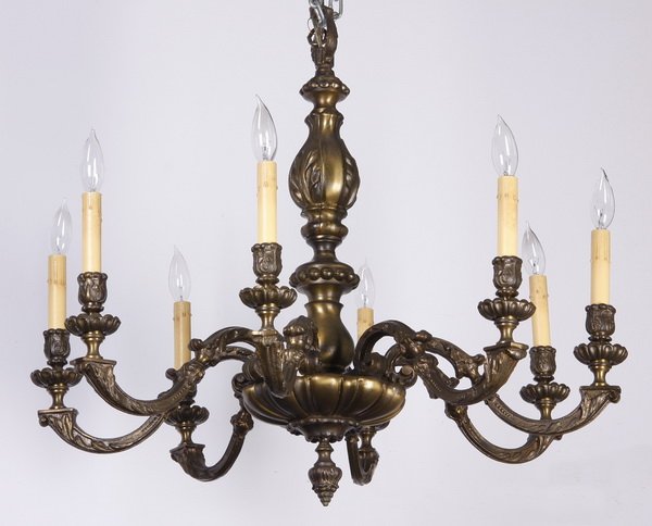 19th c. Continental bronze chandelier (1 of 2)