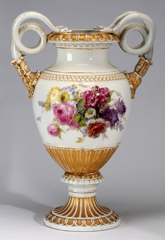 Meissen style porcelain urn, 19"h (1 of 4)