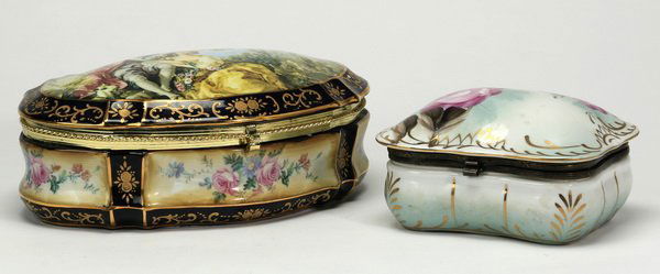 (2) French style porcelain trinket boxes (1 of 6)