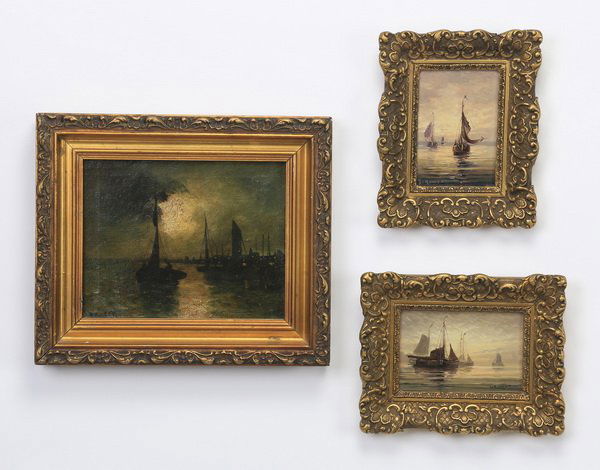 Russian maritime O/c & pair of ship paintings (1 of 5)
