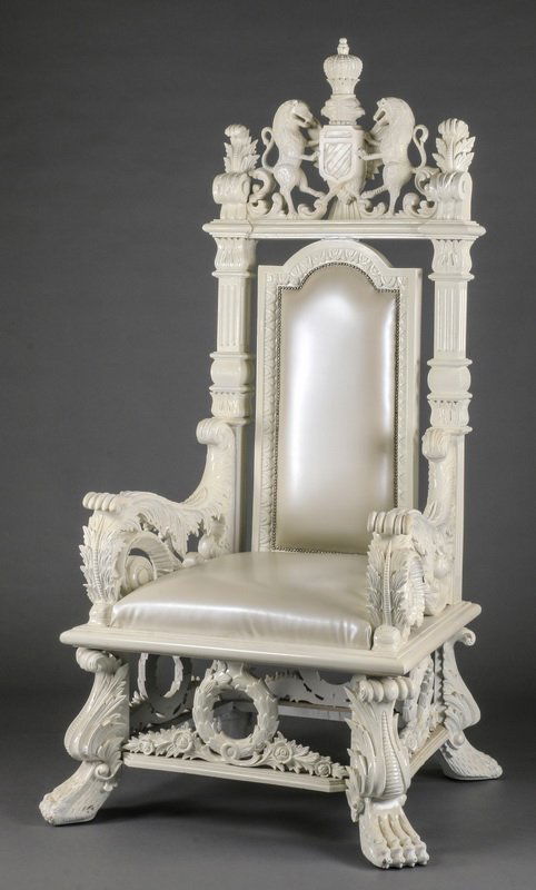 English style throne chair, in leather, 76" (1 of 6)