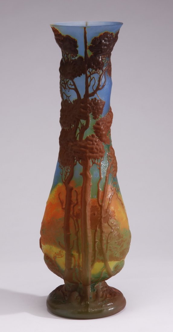 Large Art Nouveau style cameo glass vase, 24" (1 of 2)