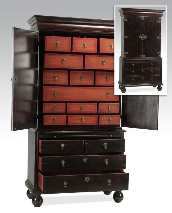 Asian inspired cabinet w/drawers, 80"h (1 of 3)