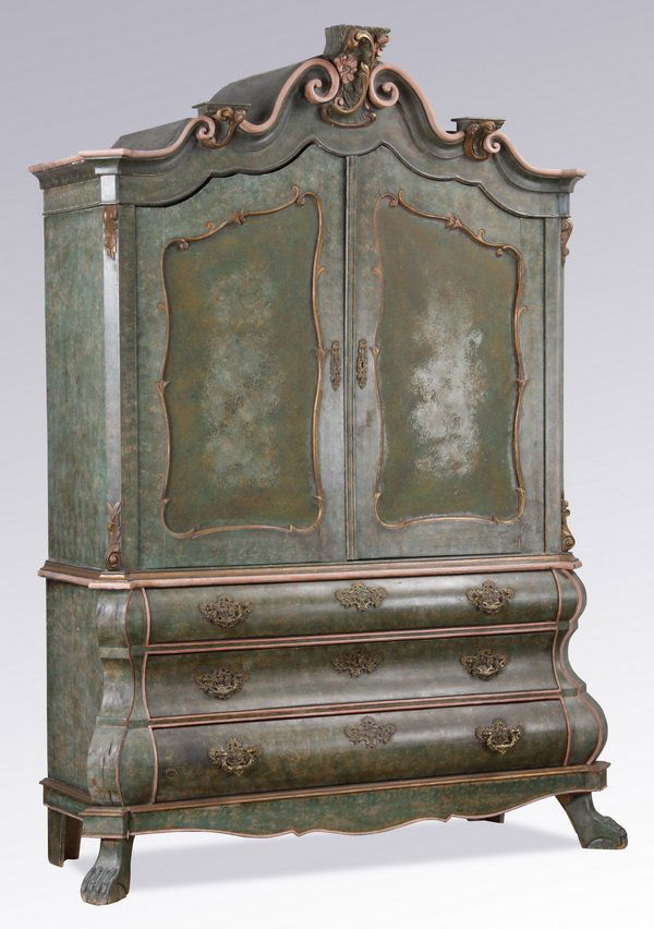 Dutch Rococo style paint decorated armoire (1 of 2)