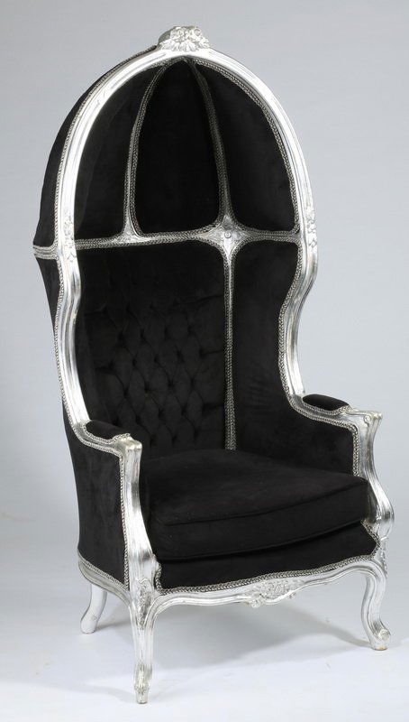Silver and black Porter's chair, 68"h (1 of 2)