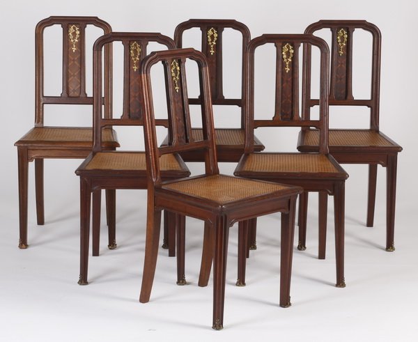 (6) French bronze mounted walnut chairs (1 of 4)