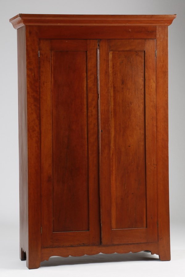 19th c. American cherry wood armoire, 85"h (1 of 2)
