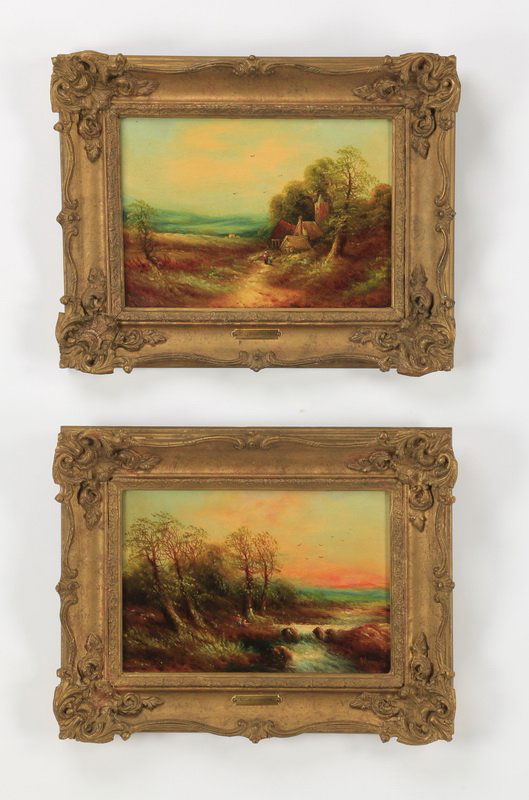 (2) English O/b, pastoral scenes, signed (1 of 6)