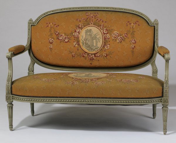 Early 20th c. French settee in needlepoint (1 of 5)