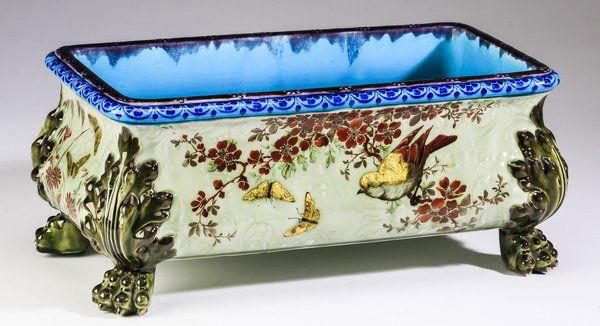 19th c. French majolica jardinière by Theodore Deck (1 of 5)