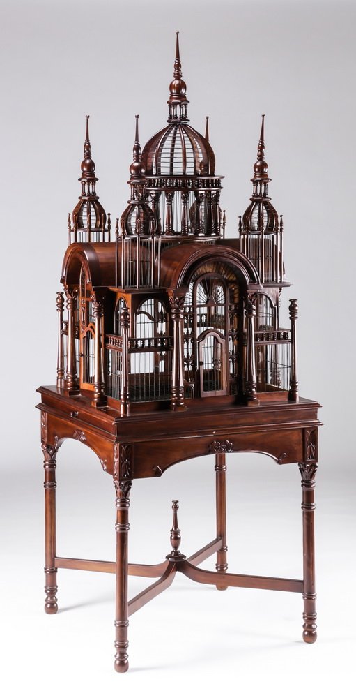 Mahogany British Raj palace birdcage (1 of 3)