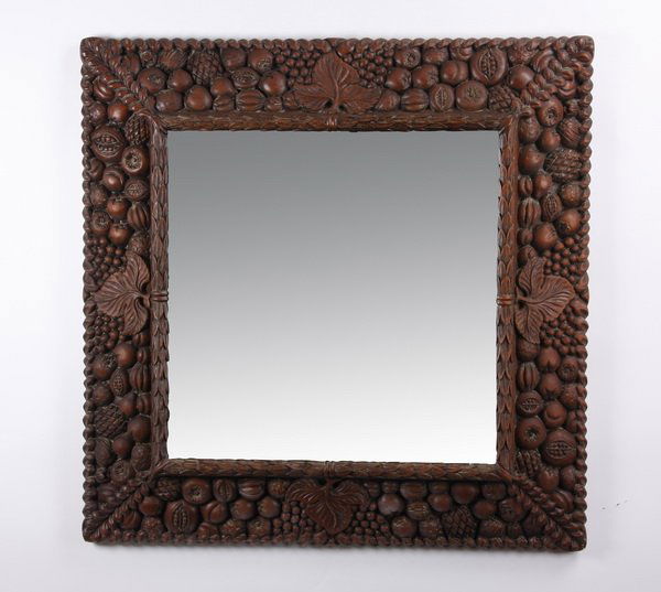 Oversized mirror, carved fruit frame, 48"h (1 of 1)