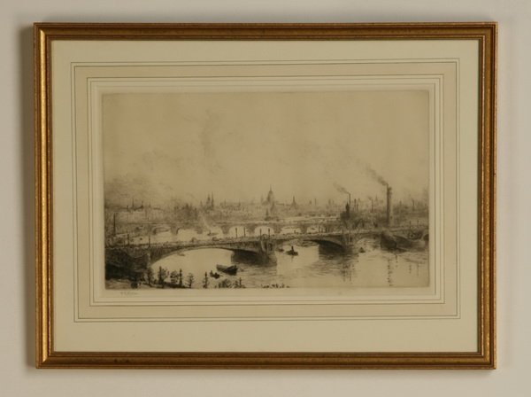 19th c. framed etching, signed Wyllie (1 of 2)