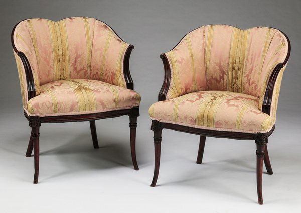 Pair of French bergeres in floral damask (1 of 2)