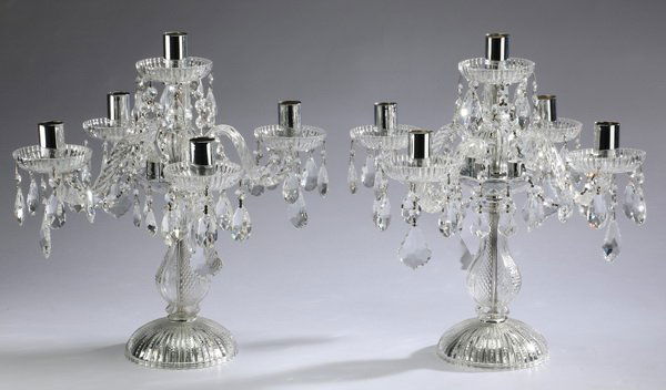 (2) Five light crystal candelabras, 17"h (1 of 1)