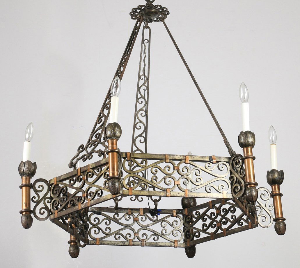 Gothic inspired wrought iron 6-light chandelier (1 of 1)