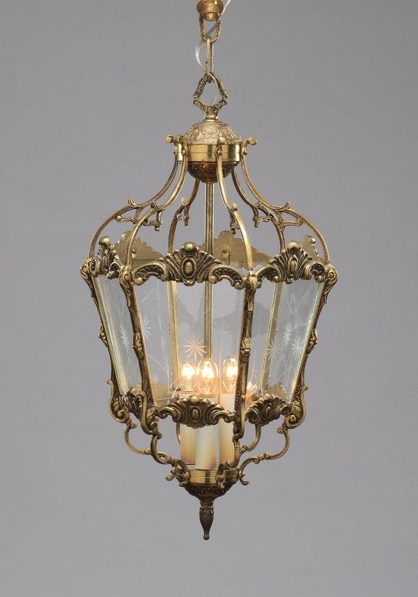 Victorian style brass pendant lantern, 20"h (1 of 1)