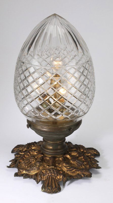 Cut glass table lamp, early 20th c., 19"h (1 of 2)
