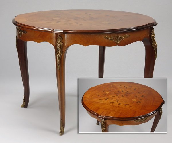 French marquetry inlaid center table (1 of 3)