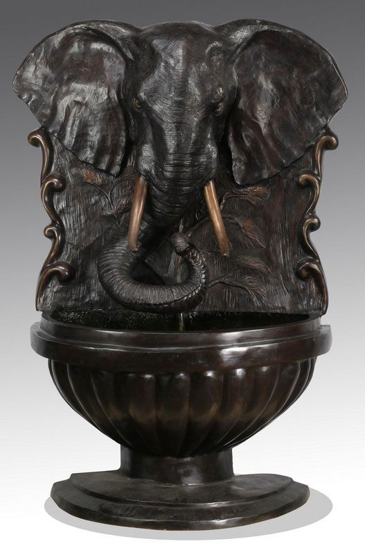 Bronze figural elephant head fountain, 62"h (1 of 5)