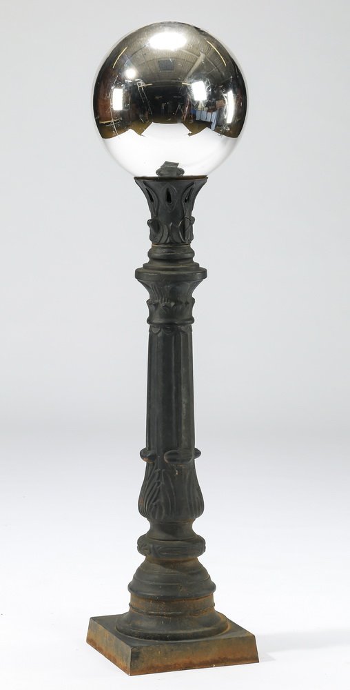 Mercury gazing ball with cast iron stand, 48"h (1 of 2)