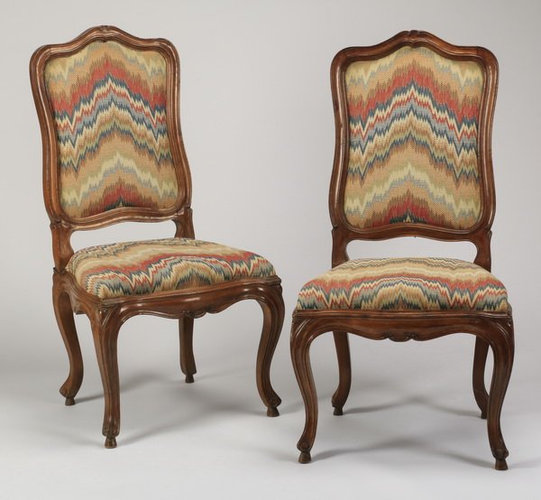 (2) French Provincial walnut side chairs (1 of 4)