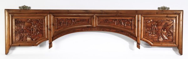 Carved Chinese hanging architectural overdoor, 80"l (1 of 4)
