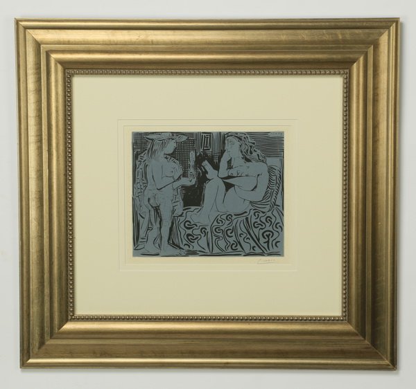 Pablo Picasso signed linocut, 'Two Women' (1 of 3)