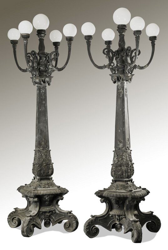 (2) Patinated bronze street lights, 117"h (1 of 4)
