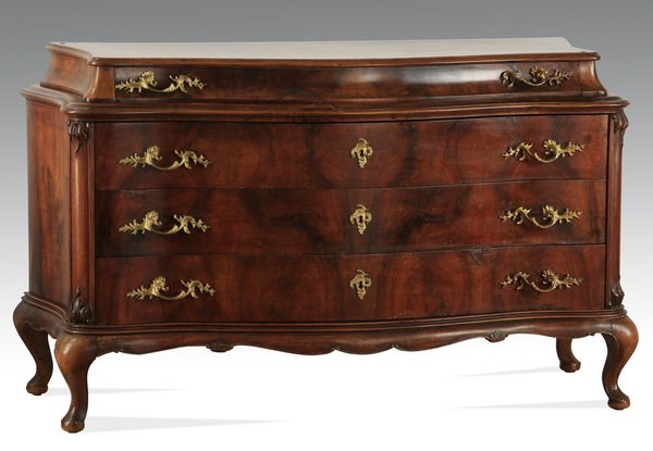 Continental burl wood commode, 19th c., 57"w (1 of 3)