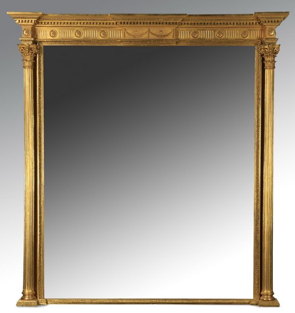 Neoclassical gilt wood pier mirror, 19th c., 67"h (1 of 2)