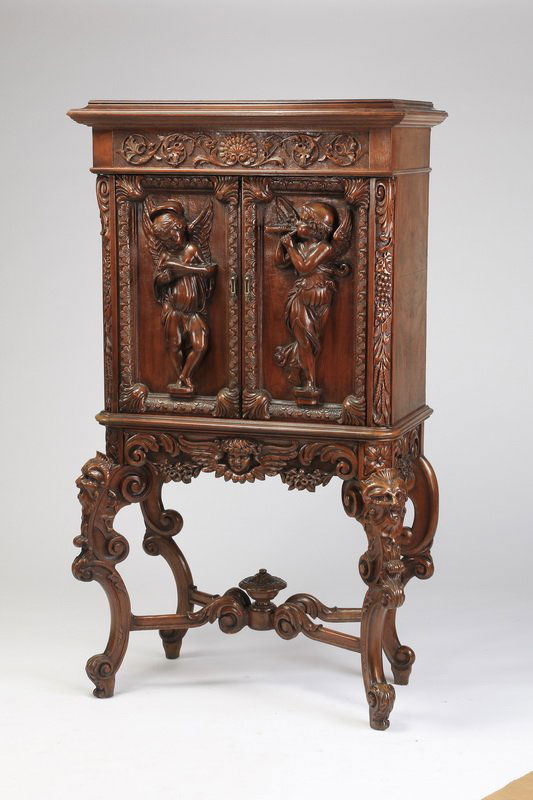 Renaissance Revival style figural cabinet, 61" (1 of 5)