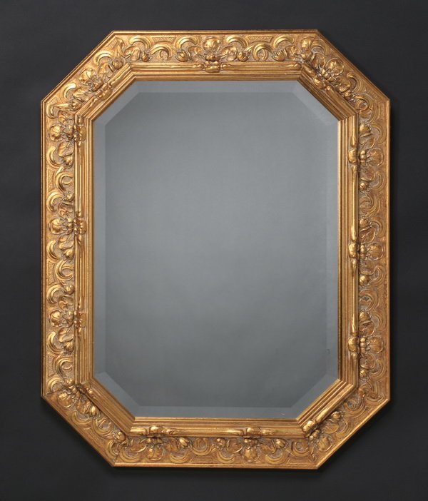 Italian beveled mirror w/ carved gilt frame (1 of 1)