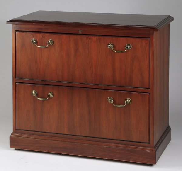 Contemporary mahogany lateral file cabinet, 35"l (1 of 3)