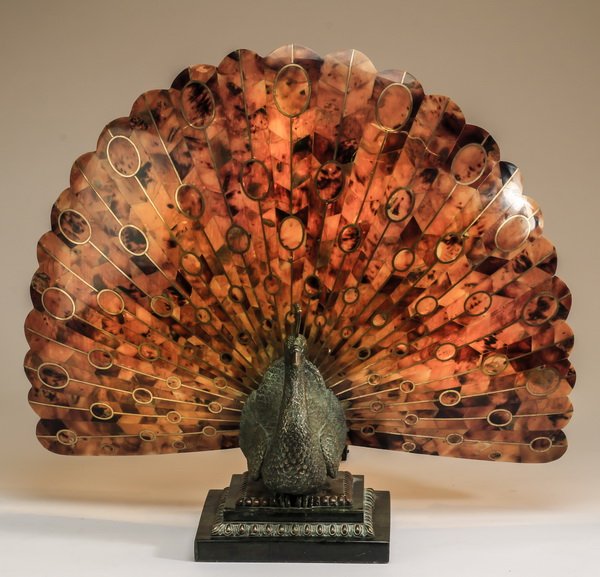 Art Deco style 3-light peacock lamp, 19"h (1 of 3)