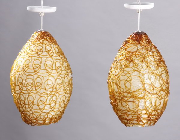 (2) 1960's spun acrylic pendant lamps (1 of 3)