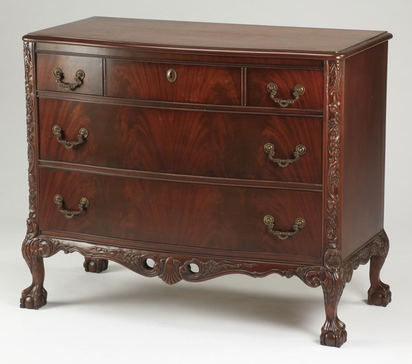 Carved mahogany English style chest, 38"w (1 of 3)
