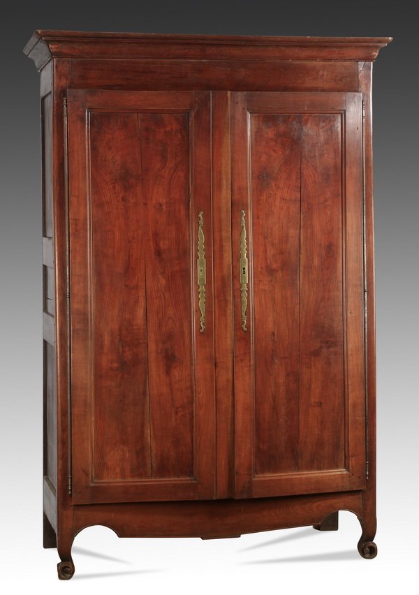 18th c. French Provincial walnut armoire, 67"h (1 of 2)