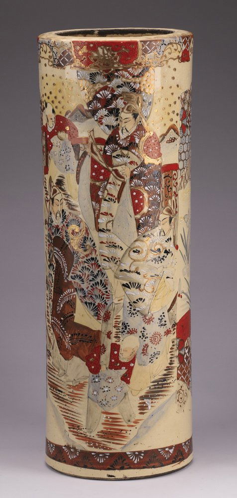 Japanese Satsuma umbrella stand, 25"h (1 of 3)