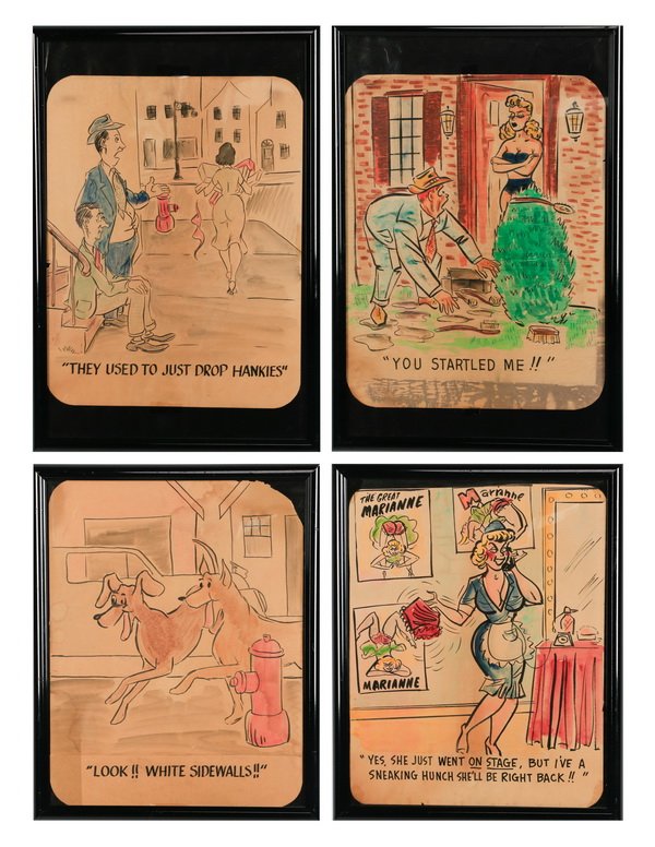 (4) 1940s pen and ink cartoons for Esquire magazine (1 of 1)