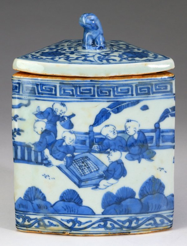 Chinese Ming style tea canister, 7"h (1 of 7)