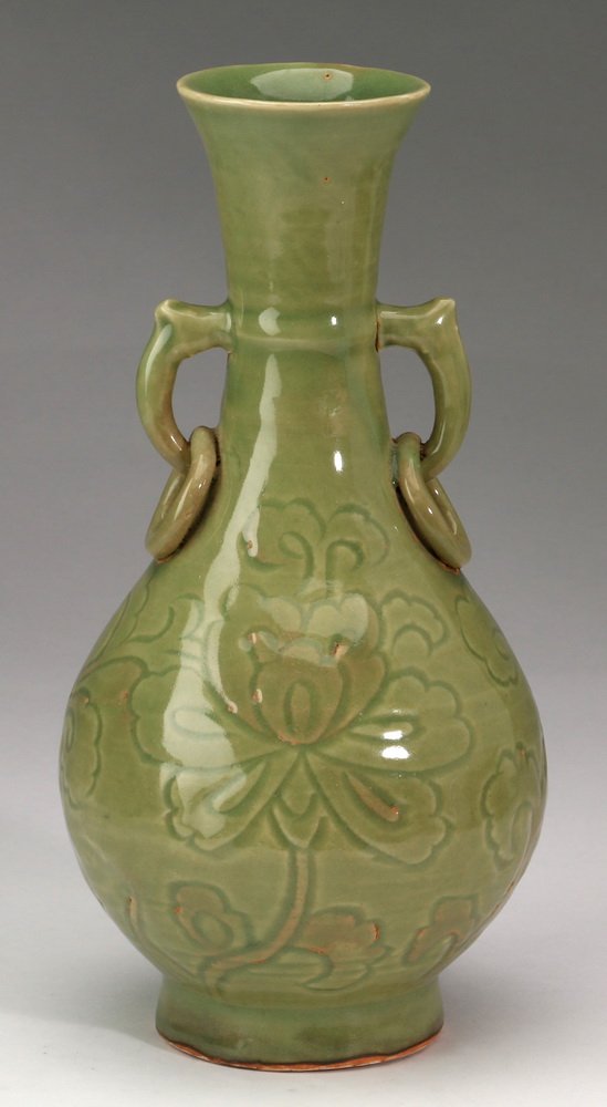 Chinese celadon bottle vase, 10"h (1 of 6)