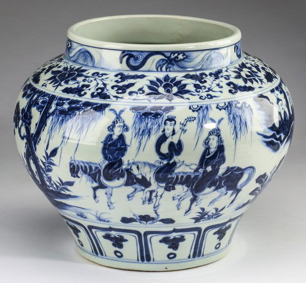 Chinese Yuan style jar w/ warriors, 12"h (1 of 6)