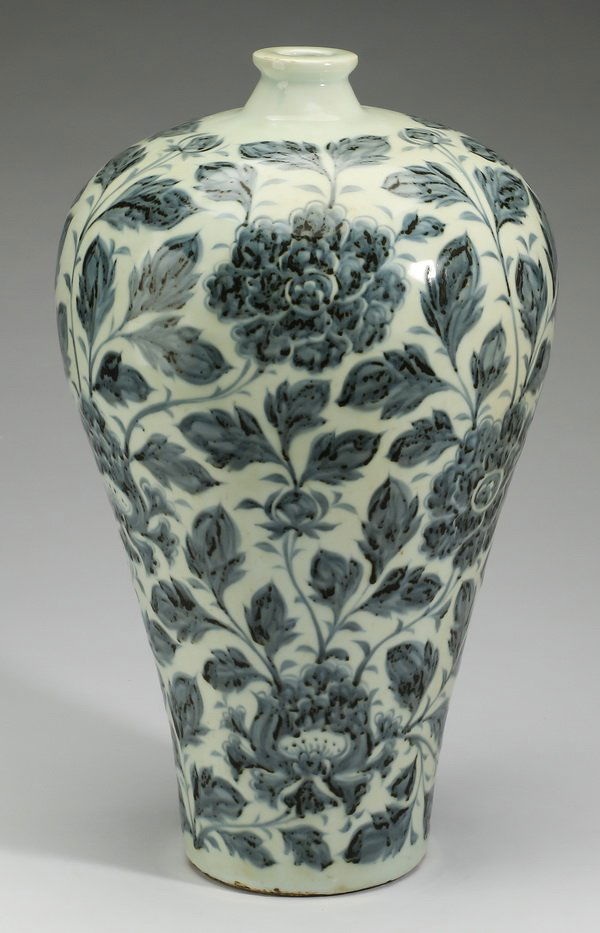 Large Chinese blue and white meiping vase, 18"h (1 of 6)